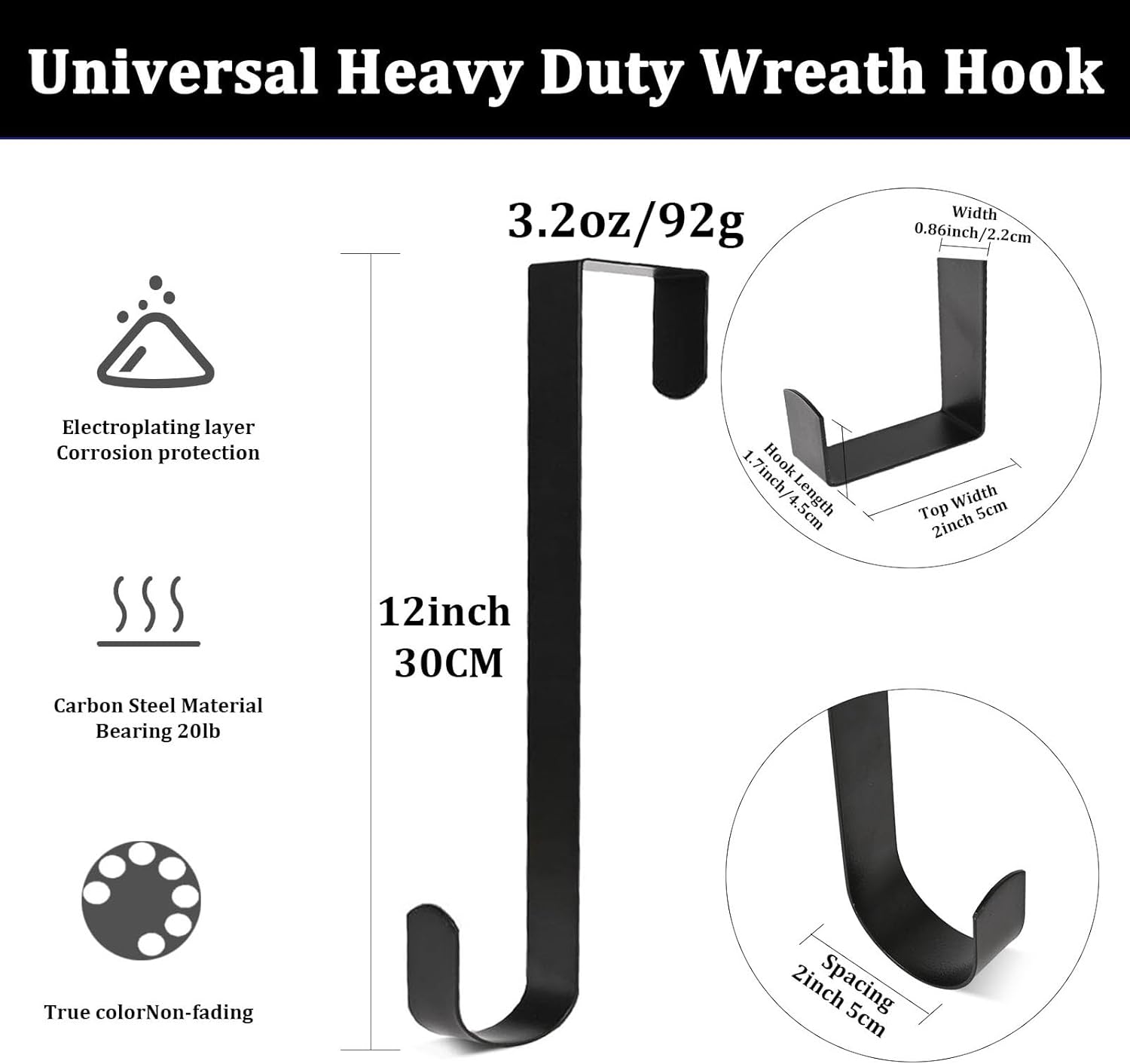 Osgow 12 Inch Heavy Duty Wreath Hanger Hook