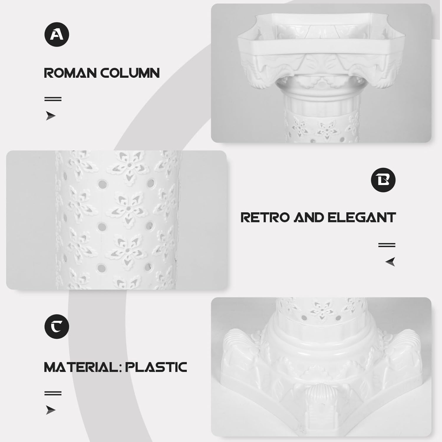 ERINGOGO Tall Display Pedestal - 40 x 12 White Roman Column