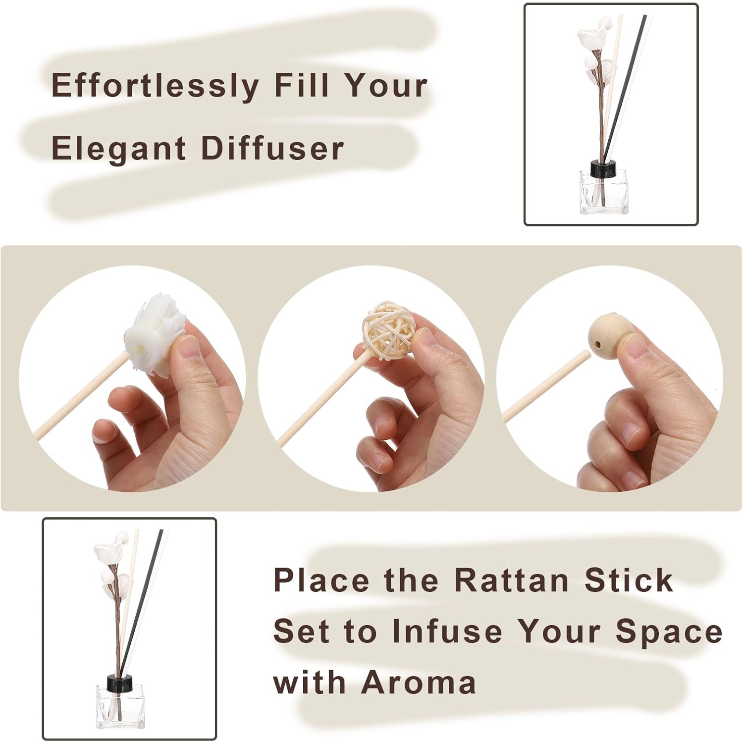 Uxcell 102Pcs Reed Diffuser Sticks Set - White Wood