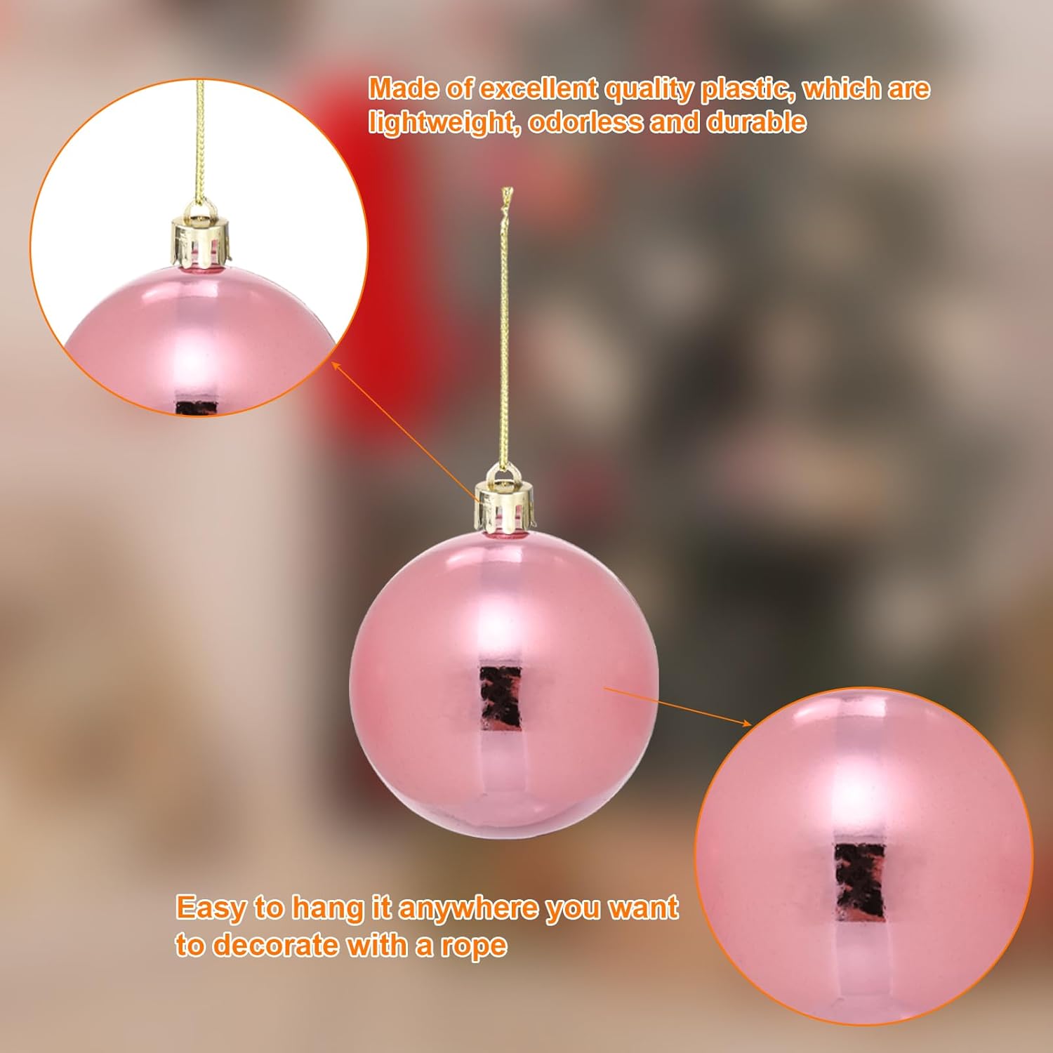 MECCANIXITY 24Pcs Rose Gold Christmas Tree Balls