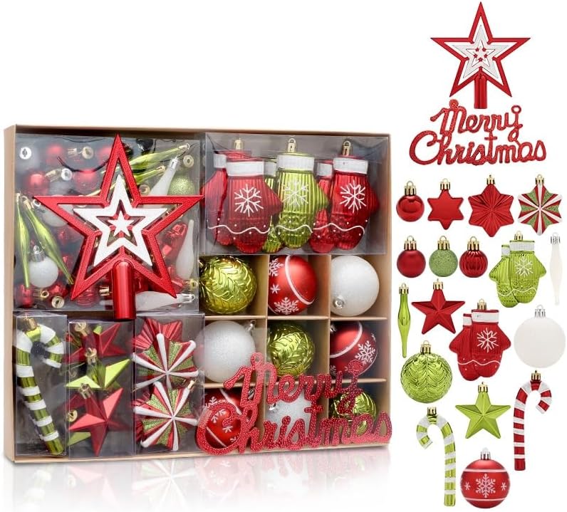 70ct Shatterproof Christmas Tree Decorations