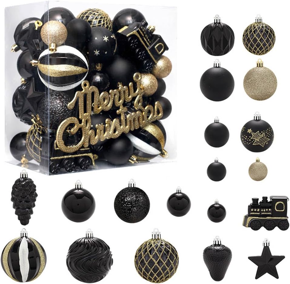 65ct Christmas Ornaments Set with Shatterproof Plastic Balls