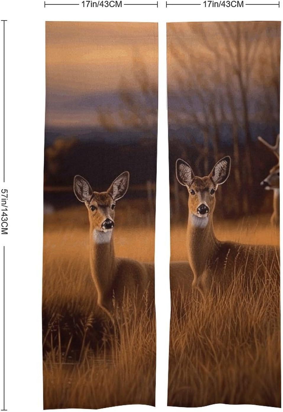Japanese Noren Door Curtain with Deer Print 34x57