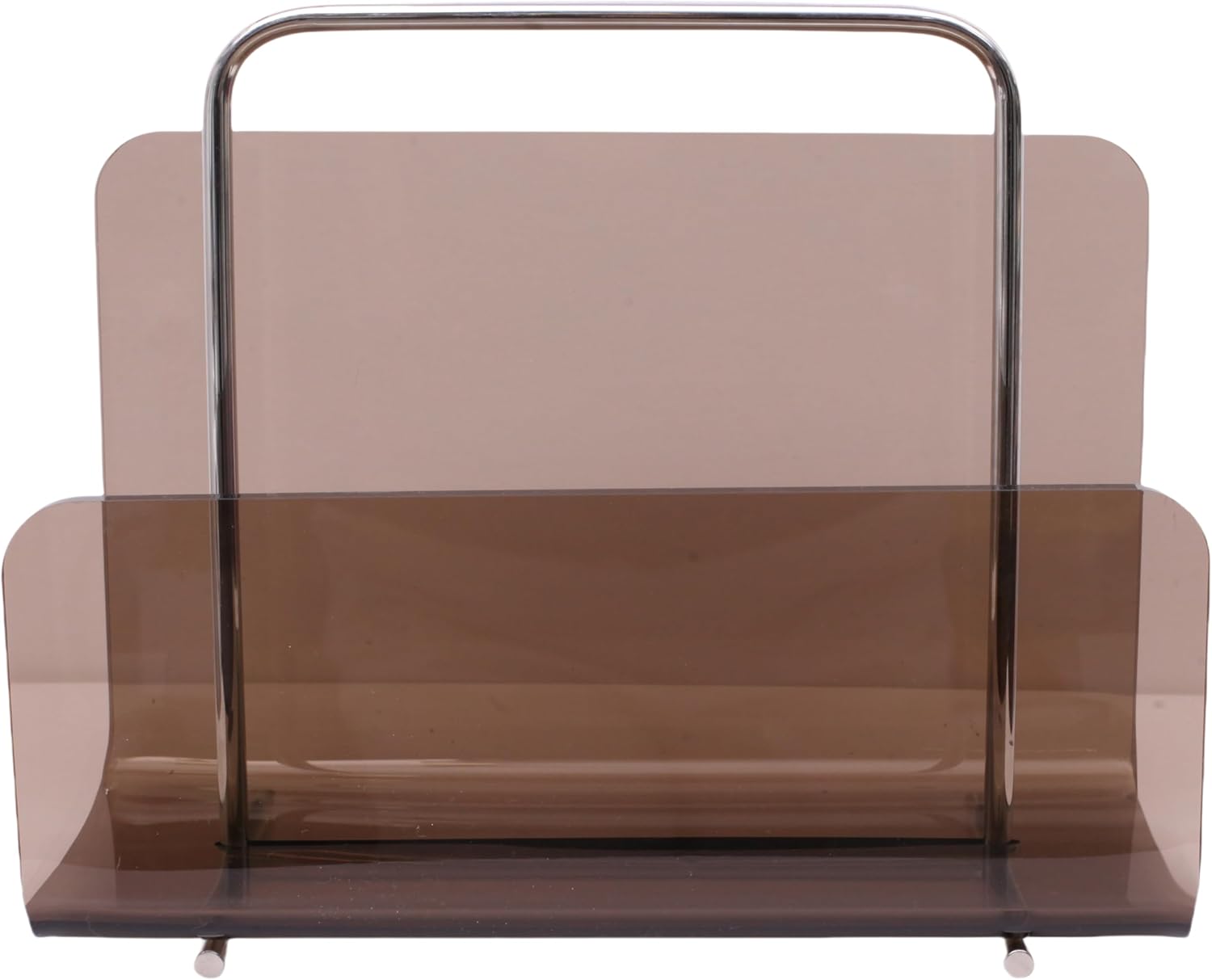 Brown Clear Acrylic Magazine Holder with Stainless Steel Handle