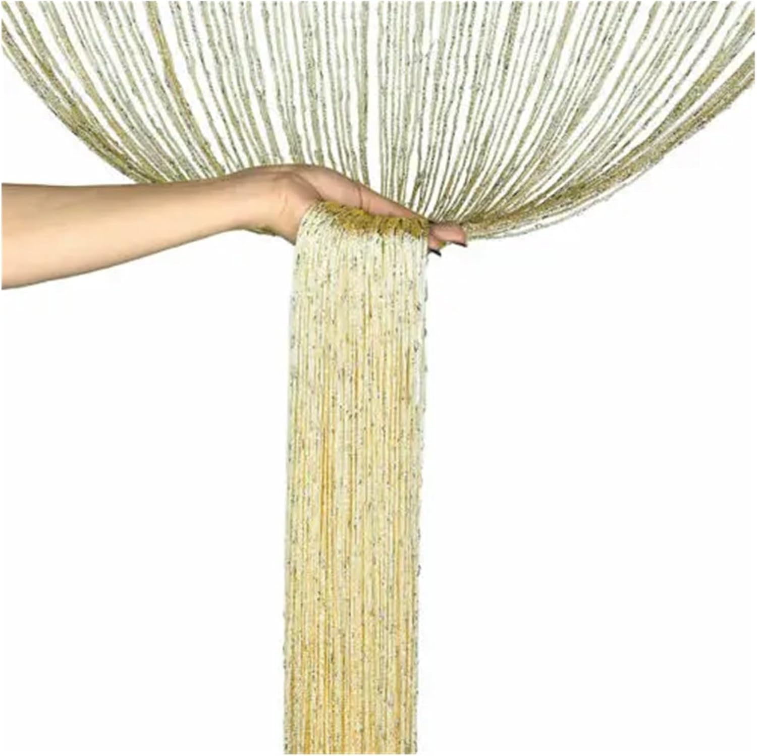 Shiny Tassel String Curtain Blue 300x300cm