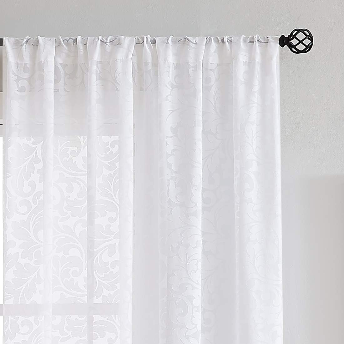 Treatmentex White Sheer Curtain Panels Set 54x84x2