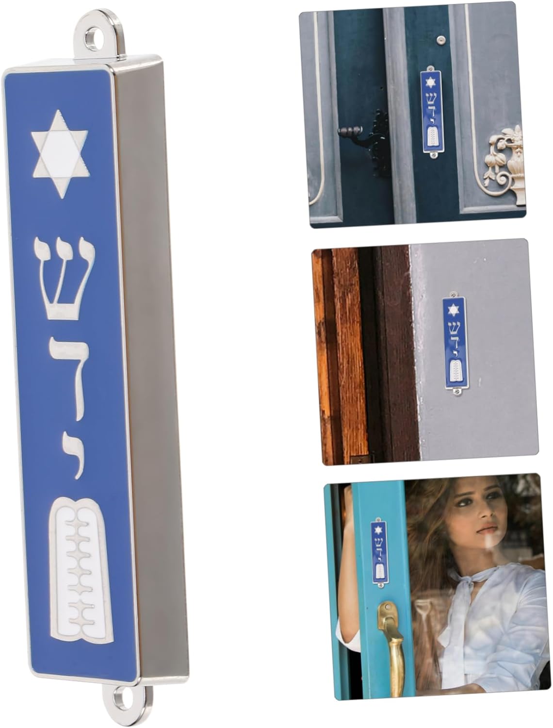 Garneck Metal Mezuzah Scroll with Hebrew Text for Door