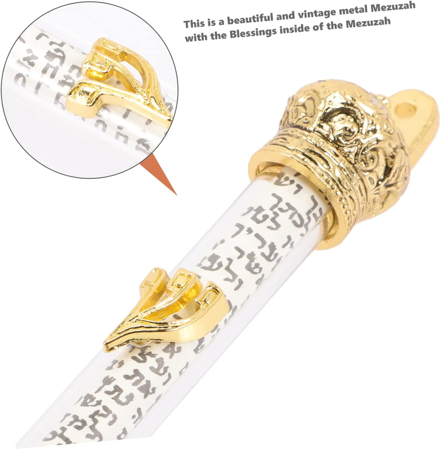 Jewish Mezuzah Scroll Door Ornament Metal Decor Case