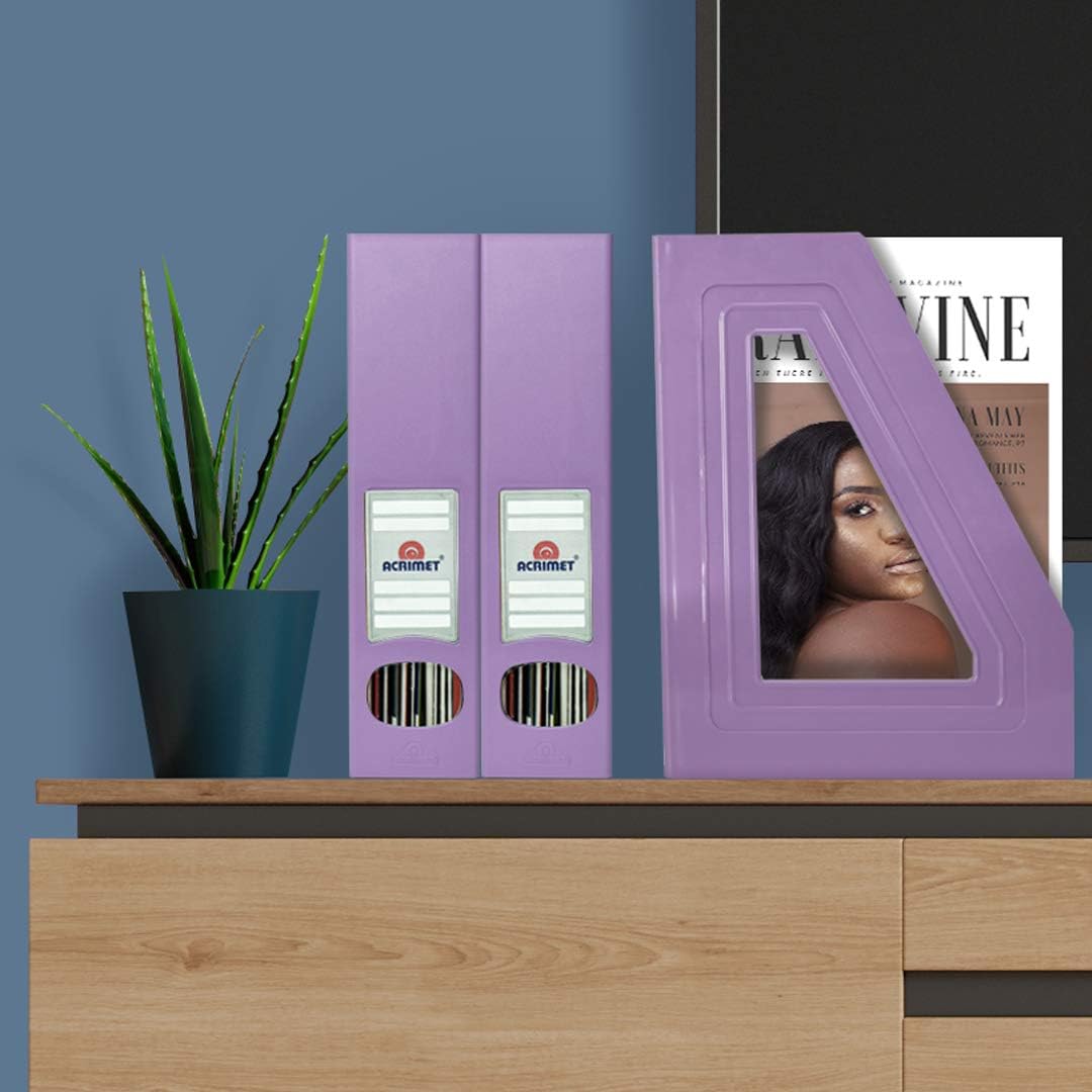 Acrimet Magazine File Holder 2 Pack Solid Purple