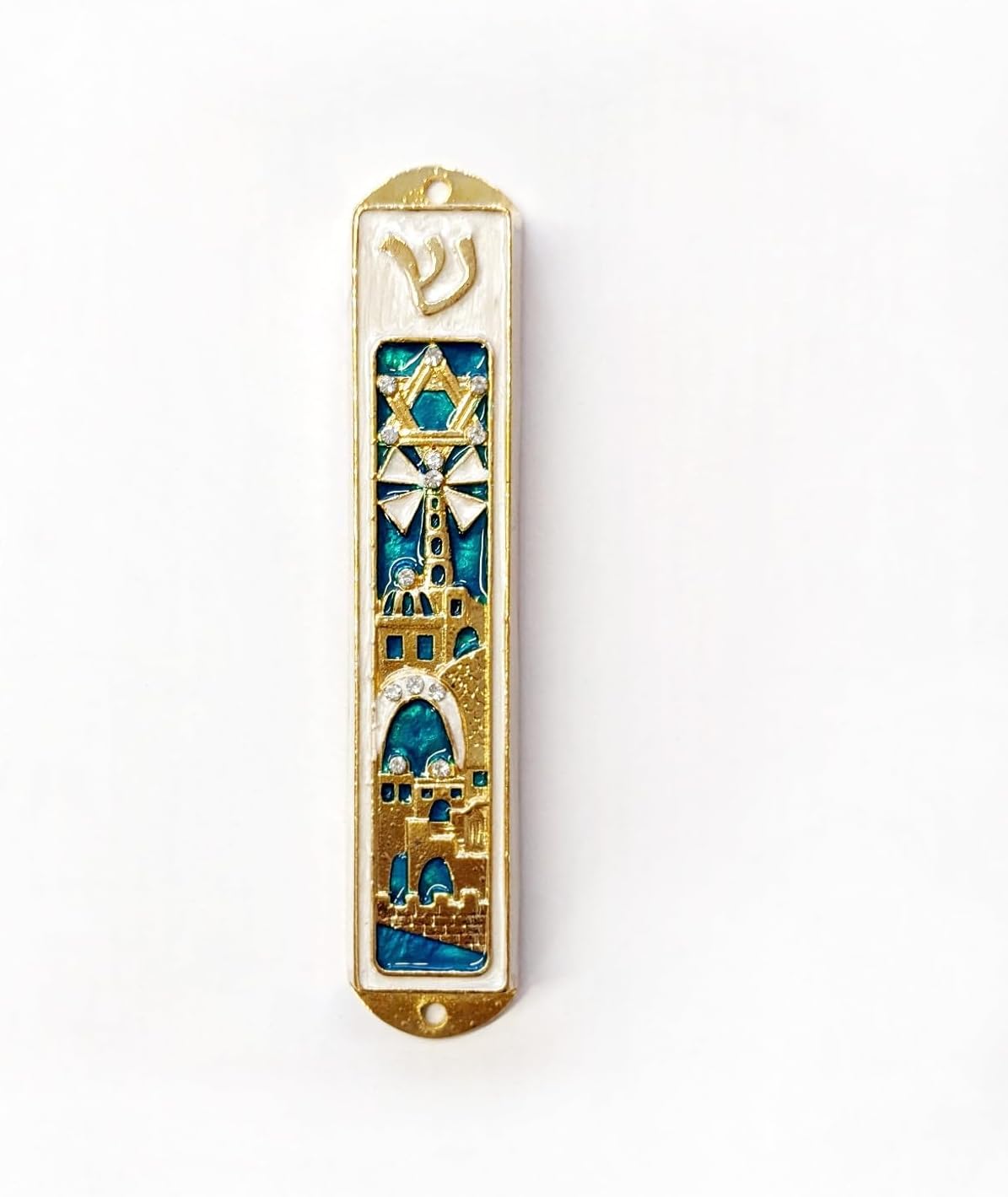 Sacred City Design 5 Inch Green Mezuzah