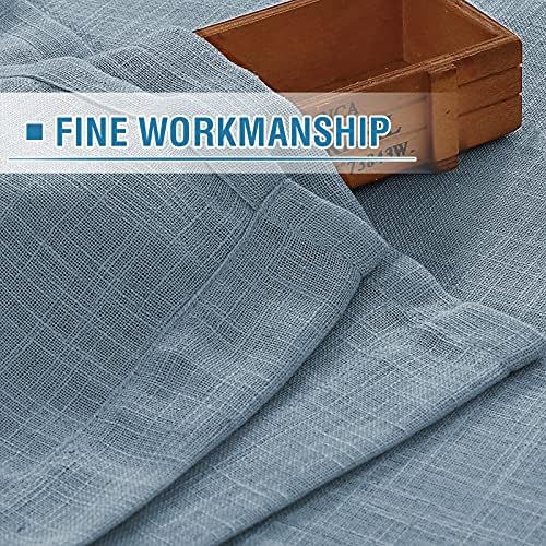 HVERSAILTEX Stone Blue Linen Curtains 2 Panel Set