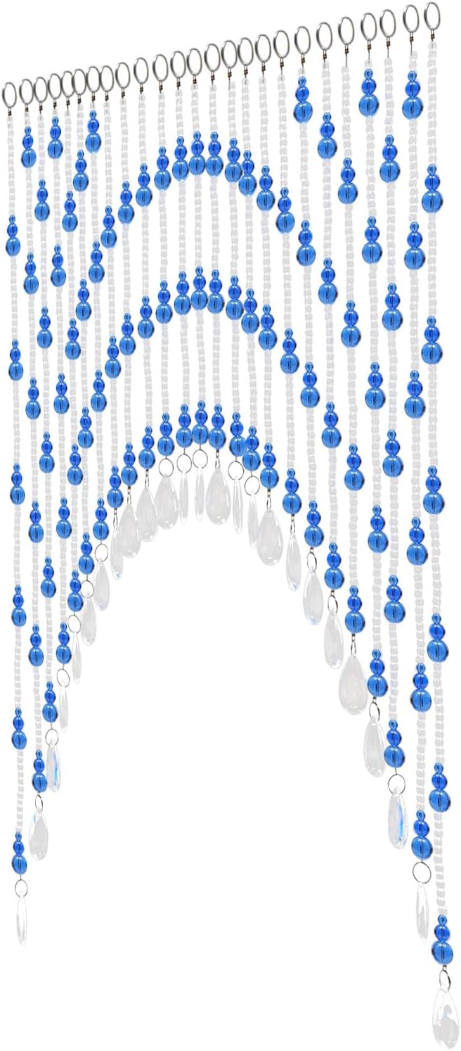 Blue Crystal Beaded Curtain for Doorway and Arched Window