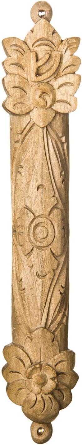 Handcarved Wood Mezuzah Cempaka Door Ornament 7 Inches
