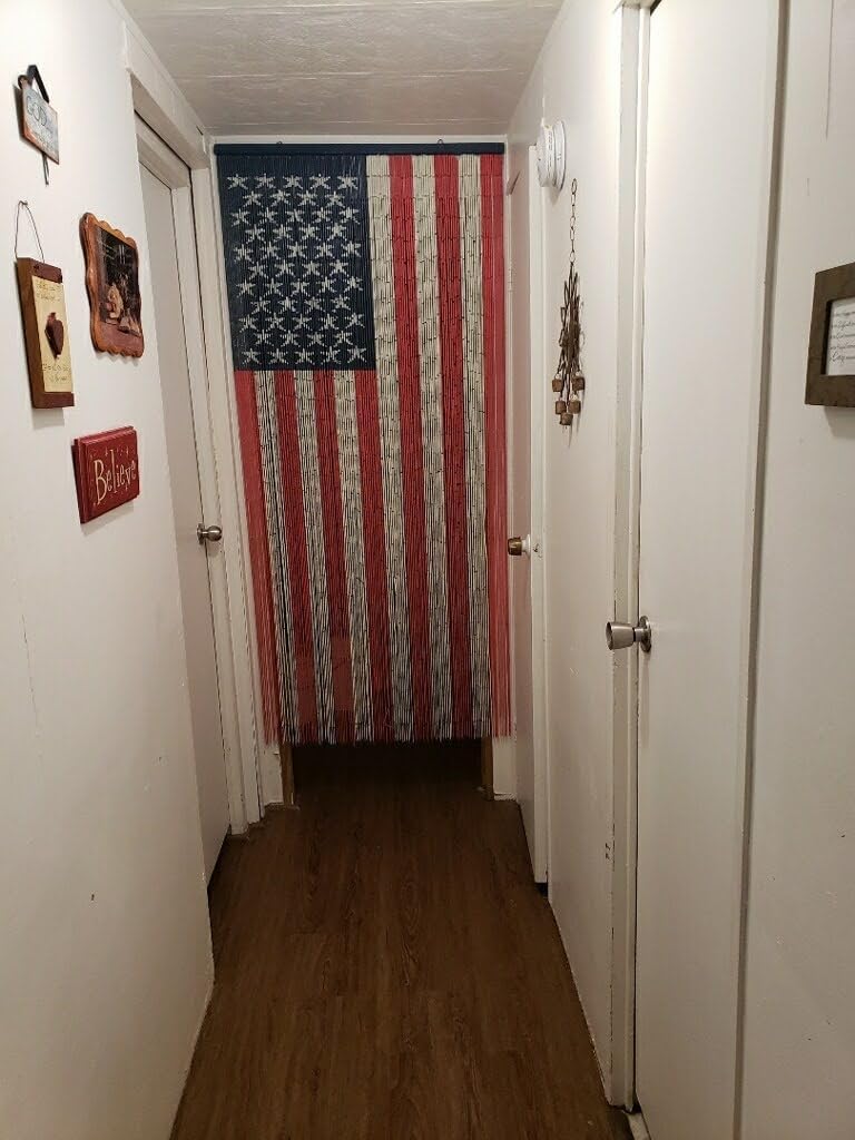 125 Strand American Flag Beaded Curtain with Hanging Hardware