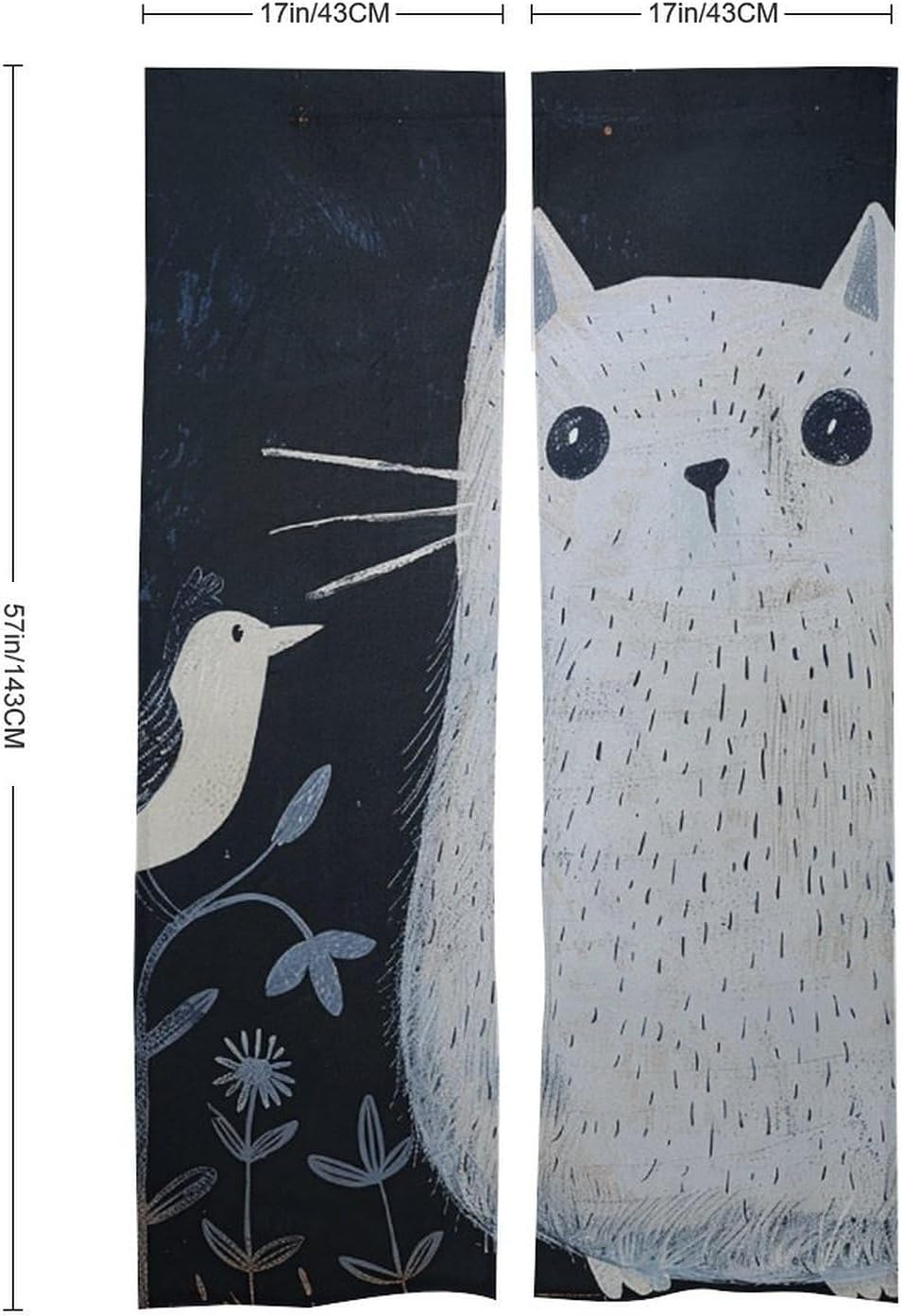Japanese Noren Indigo Animal Print Door Curtain