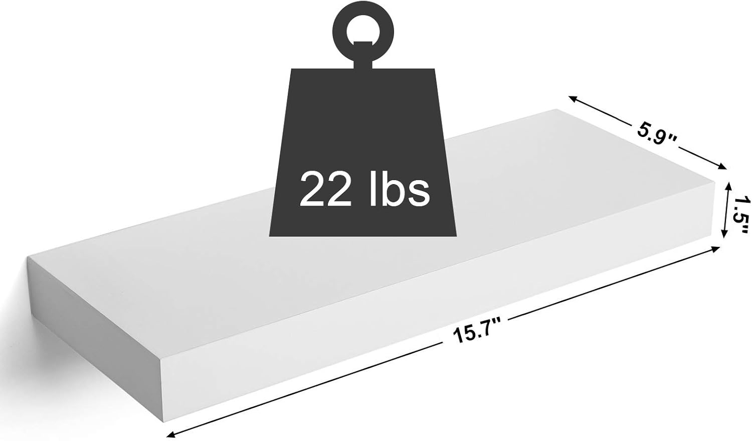 SONGMICS Floating Shelf 157 Inches White