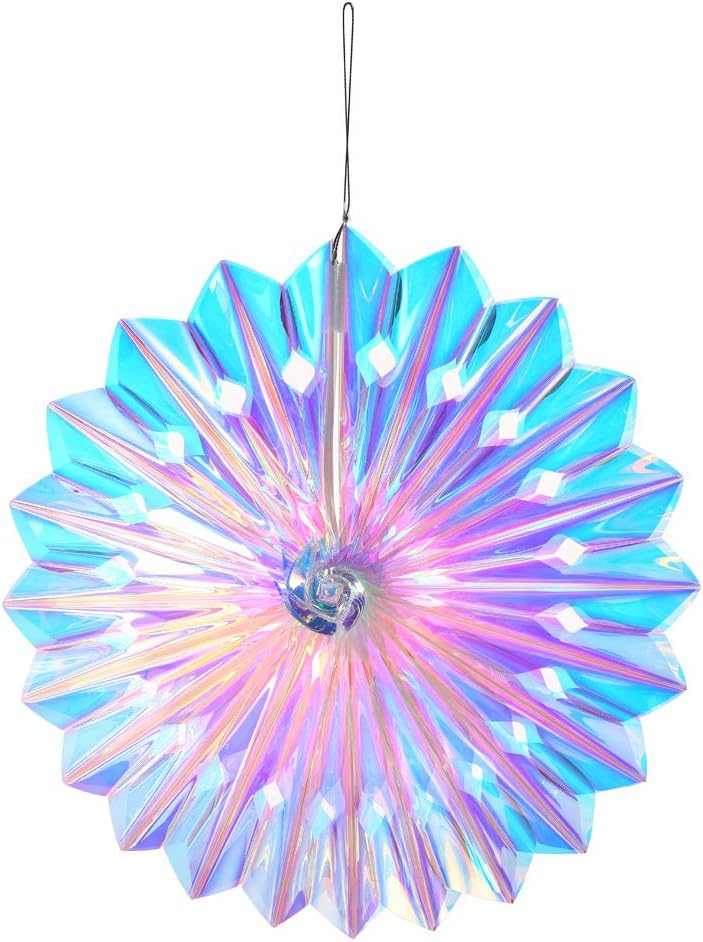 Iridescent Hanging Decorations Round Foil Fans Rainbow Party Ornaments