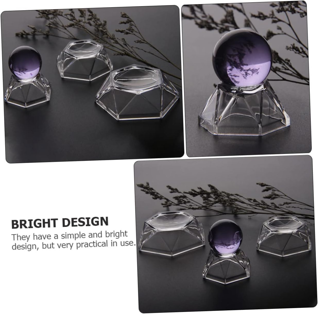 3pcs Acrylic Crystal Display Base for Decorative Showcases