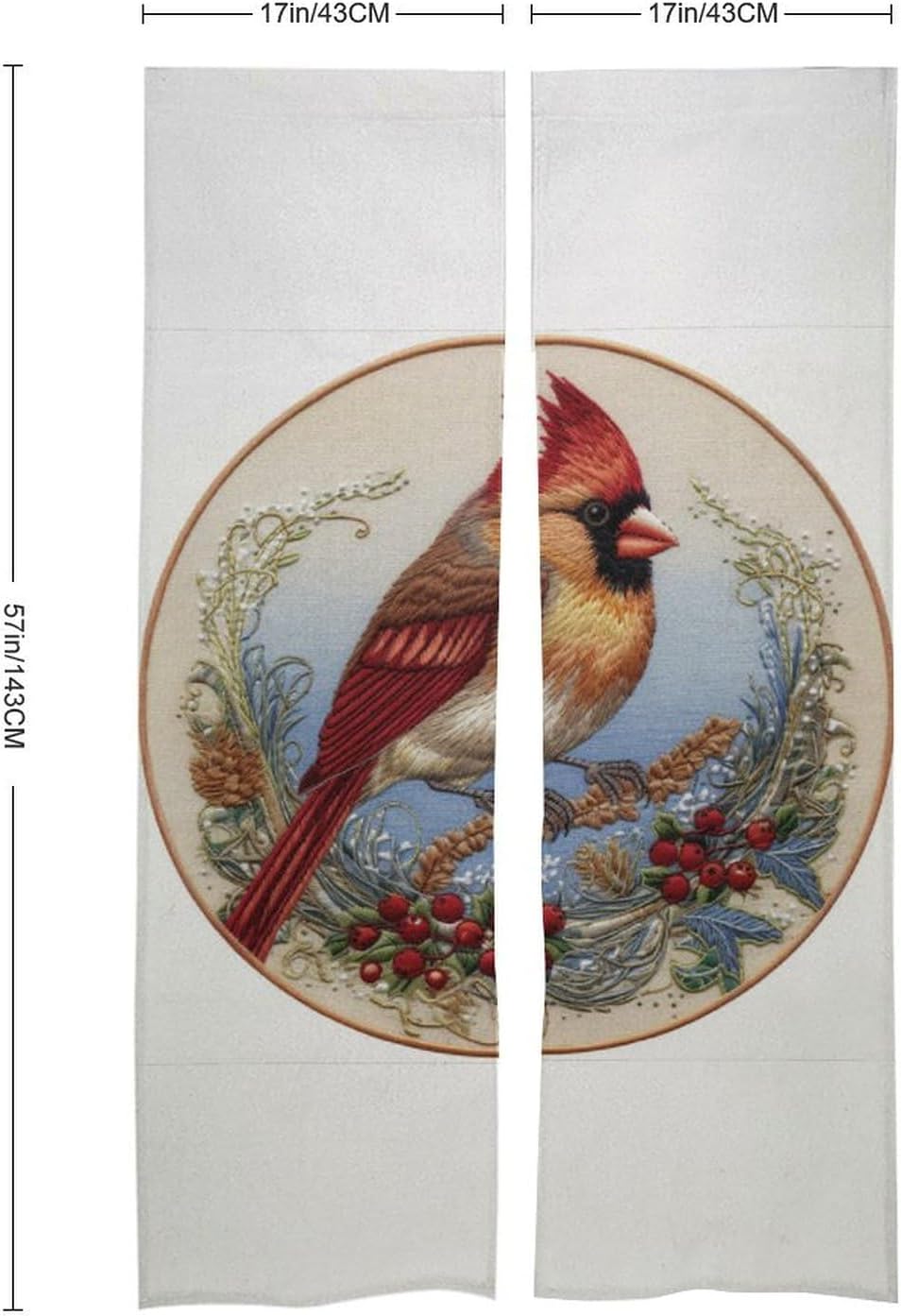 Japanese Noren Bird Embroidery Door Curtain 34x57
