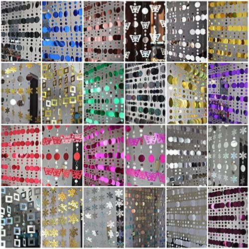 QueenBox 5Pcs Round Sequin Beaded Curtain Blue