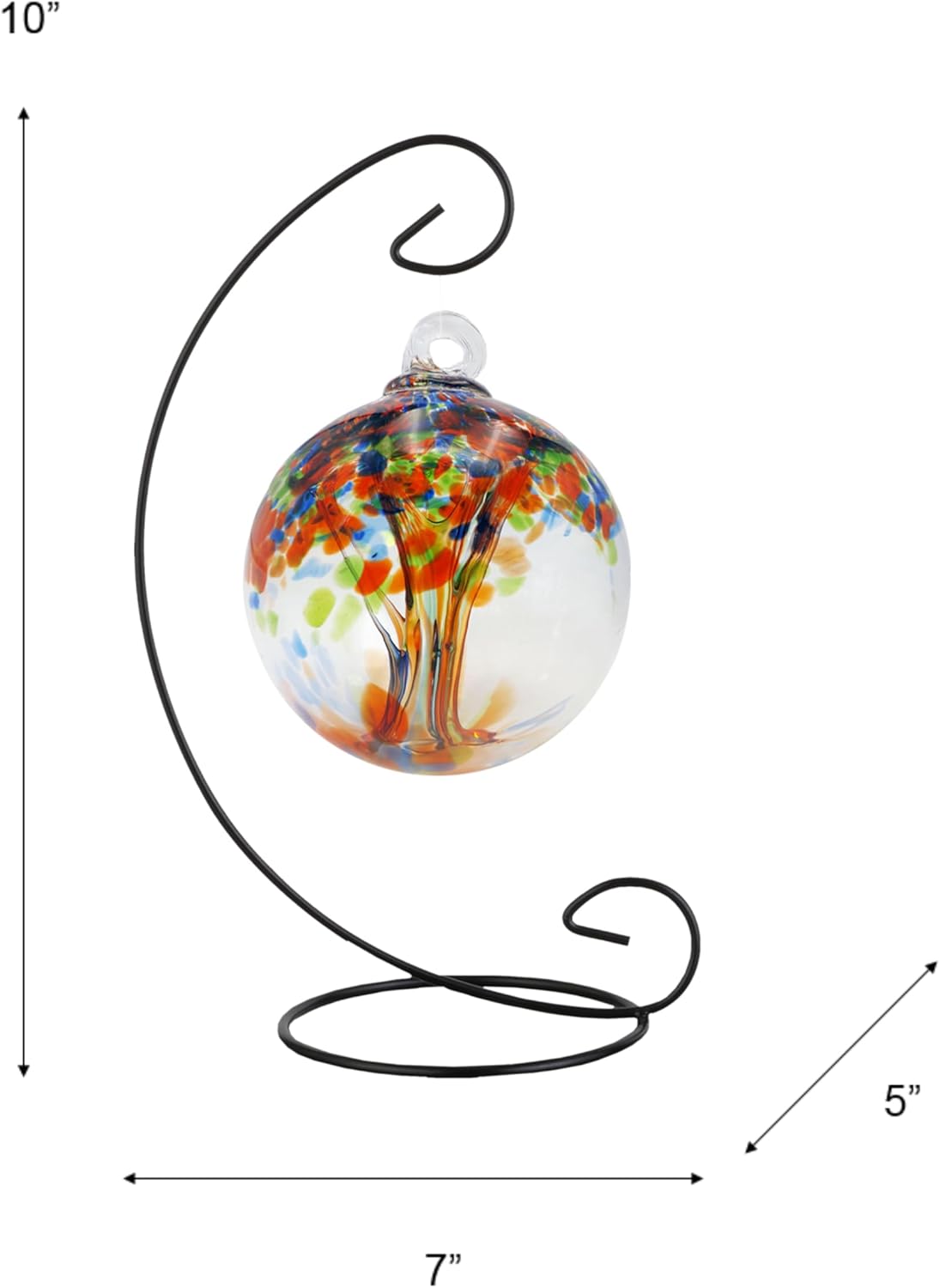 Dale Tiffany Rainbow Tree of Life Gazing Ball 4 Diameter with Hanging Stand