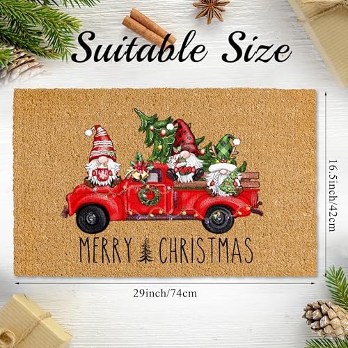 Christmas Door Mat with Gnome and Truck Design