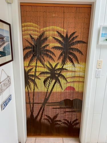 Beaded Curtain 125 String Tropical Palm Trees 36x79