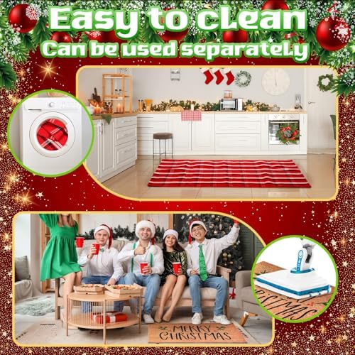Duraaamo 2 Pcs Christmas Doormat Set