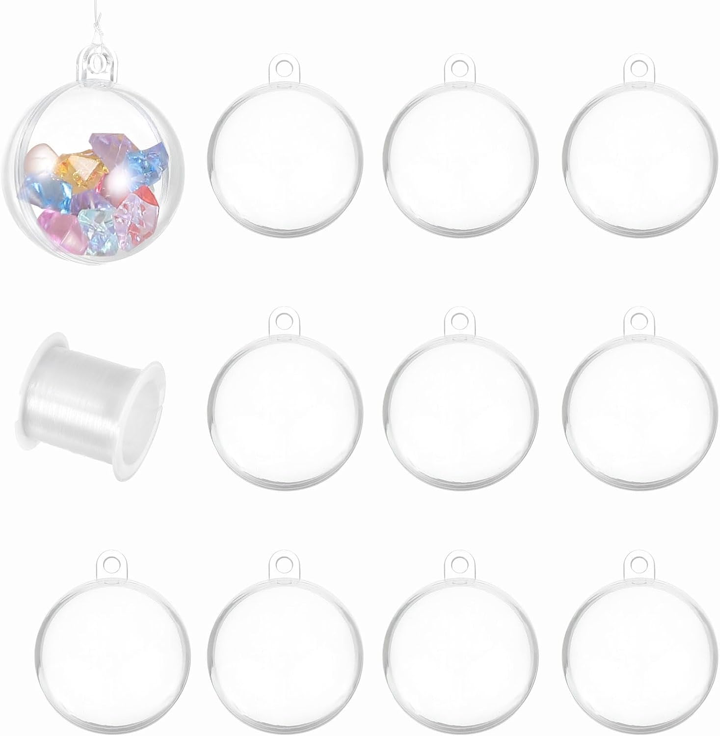 MECCANIXITY 16 Inch Clear Ornament Ball with Wire 10pcs
