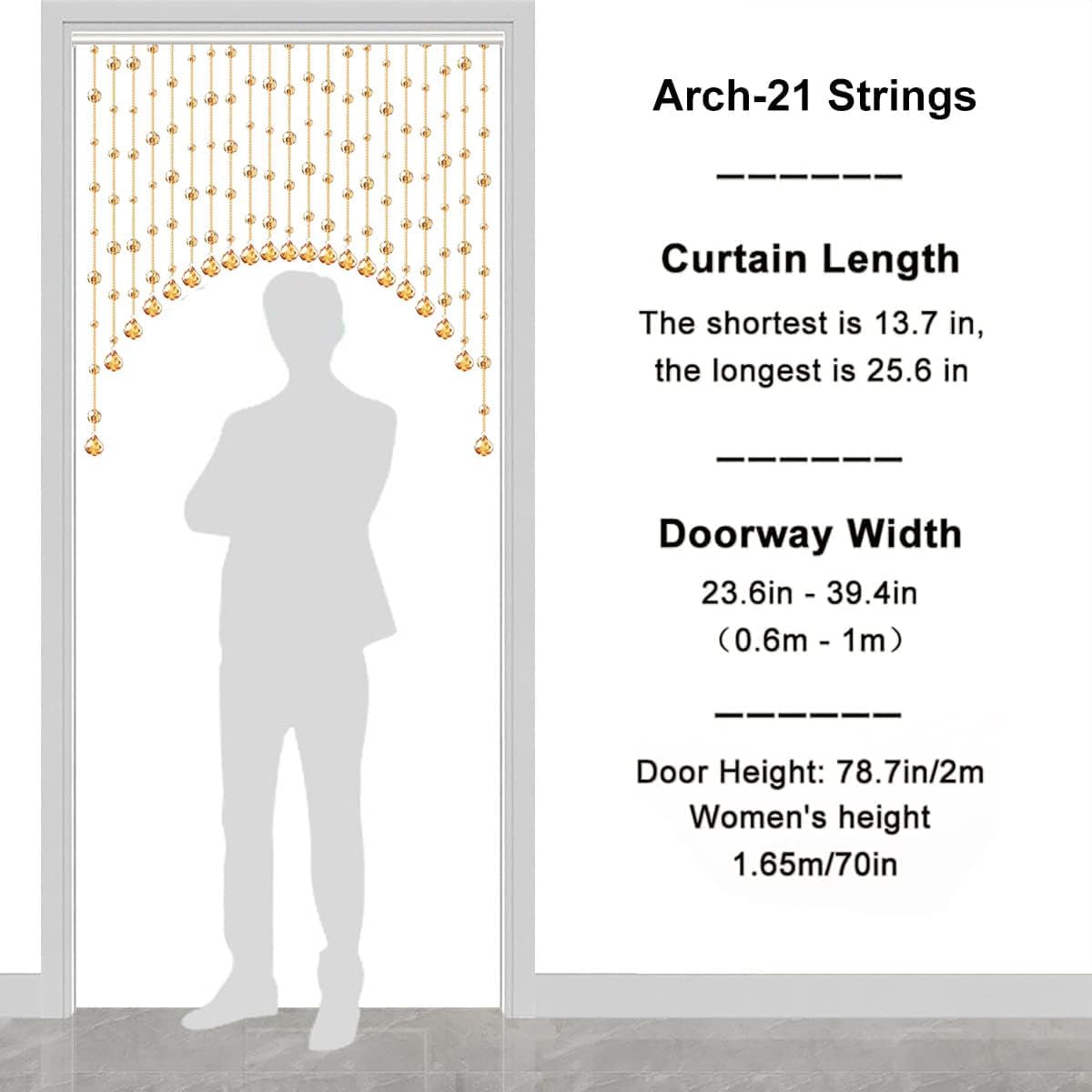 Crystal Beaded Curtain for Doorway 20 String Room Divider Panel