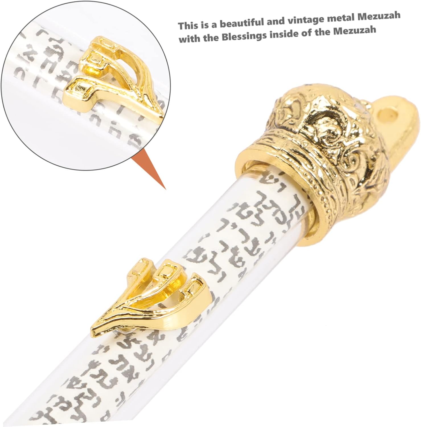 Door Right Side Mezuzah Jewish Religious Metal Scroll for Home