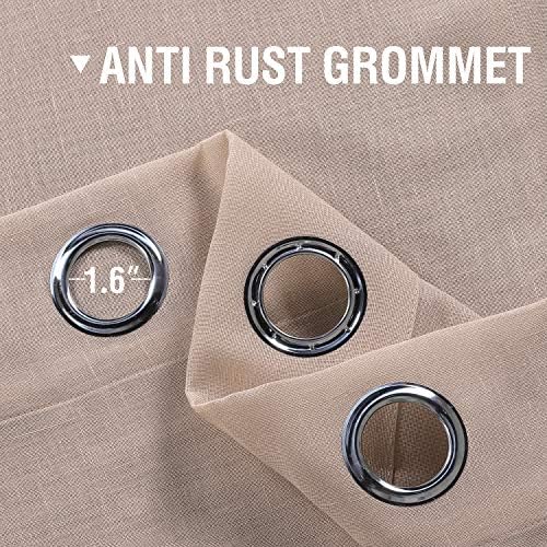 Linen Sheer Curtains 84 Inch Long Grommet Panels for Living Room