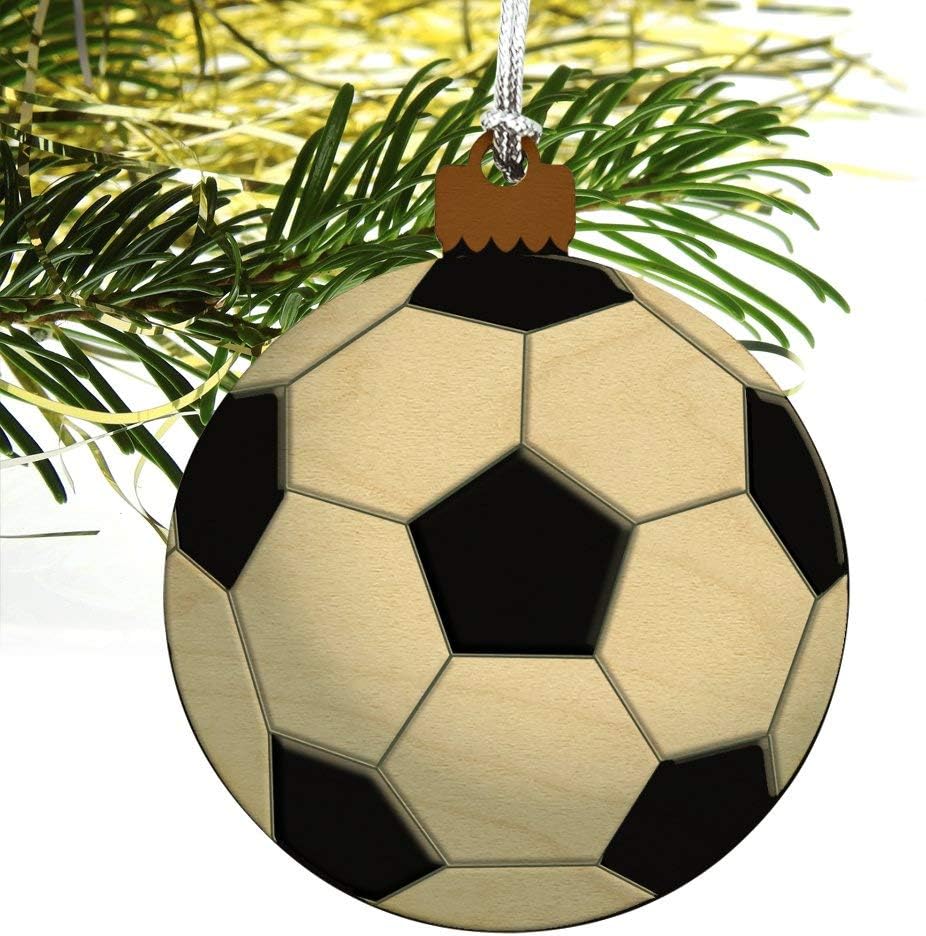 GRAPHICS AND MORE Soccer Ball Football Wood Christmas Ornament
