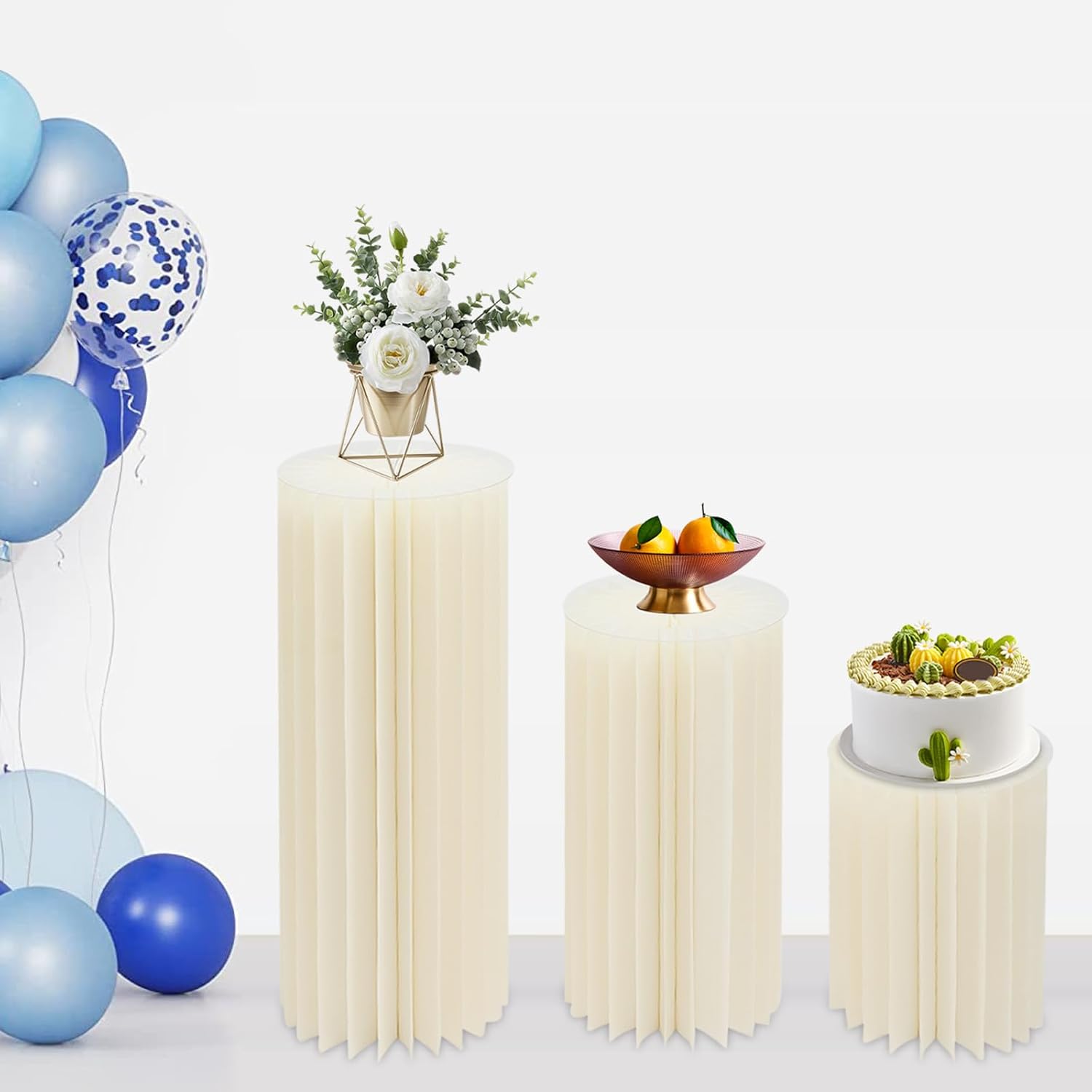 Dlinanta Cardboard Flower Stands 3PCS Cylinder Pedestal