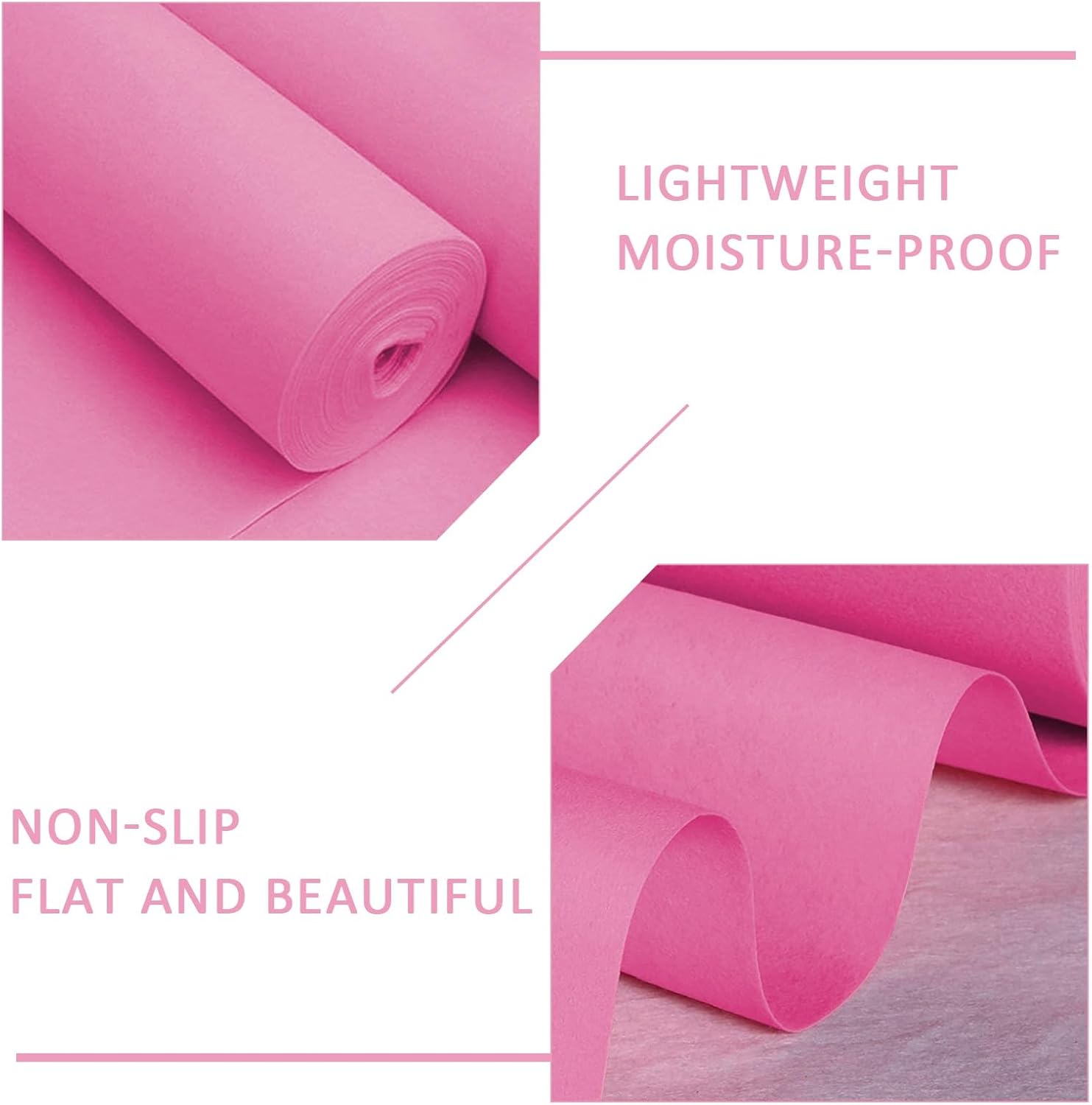Pink Wedding Carpet Non Slip Bridal Walkway Runner Rug 12x30m