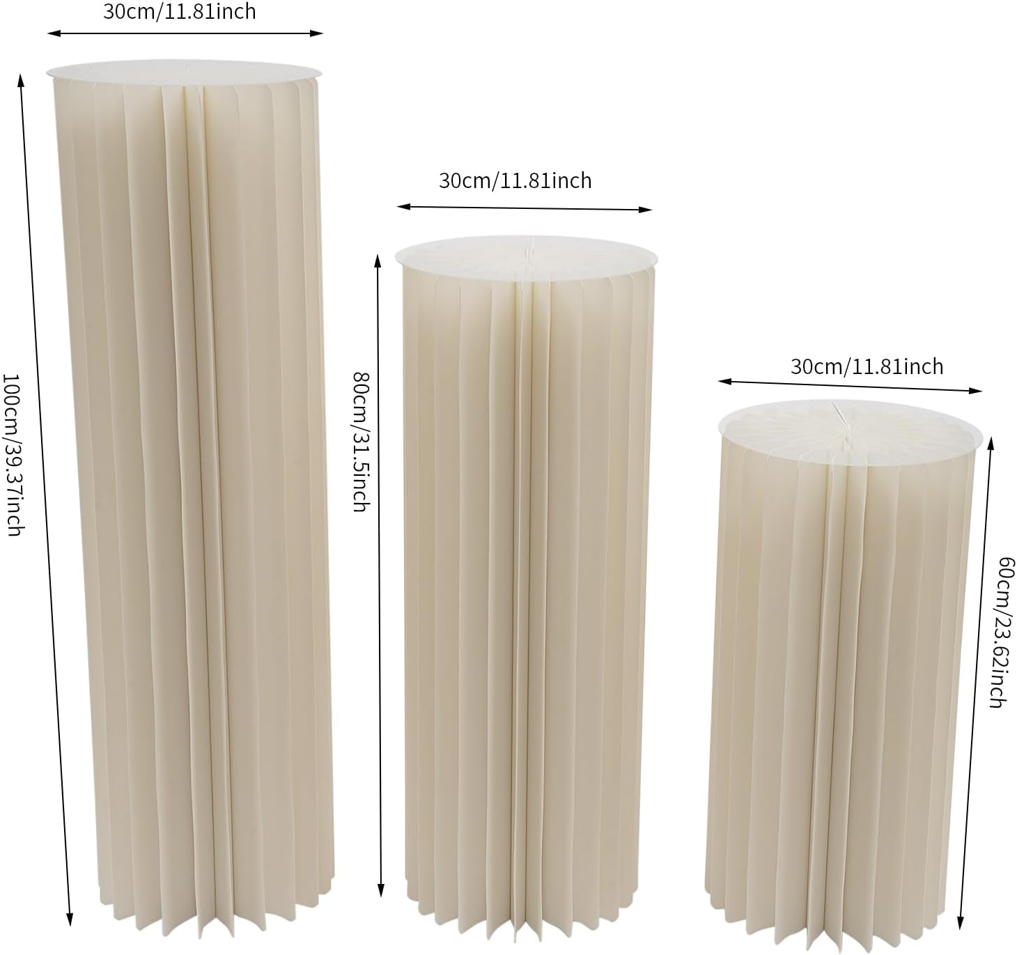 Oiveinya Foldable Cardboard Flower Stand 3Pcs Wedding Display Column Pedestal