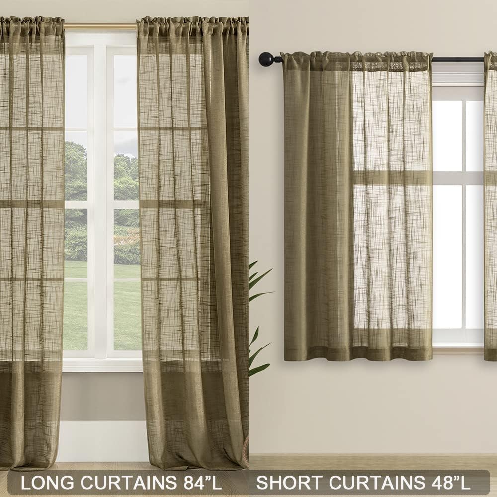 SHINELAND Light Brown Curtains 2 Panels