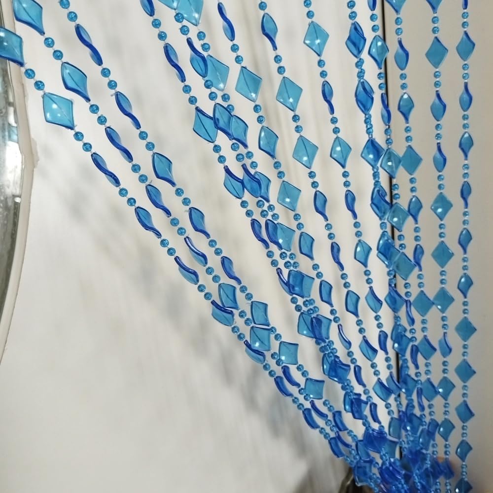Dark Blue Beaded Curtain Doorway Acrylic Hanging Decor