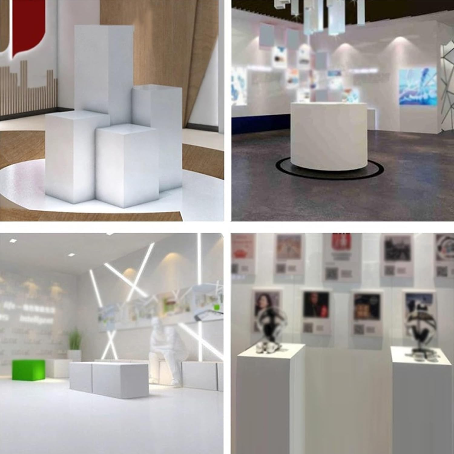 White Rectangle Cube Display Pedestal Stand 236x236x79IN Organizer Shelf