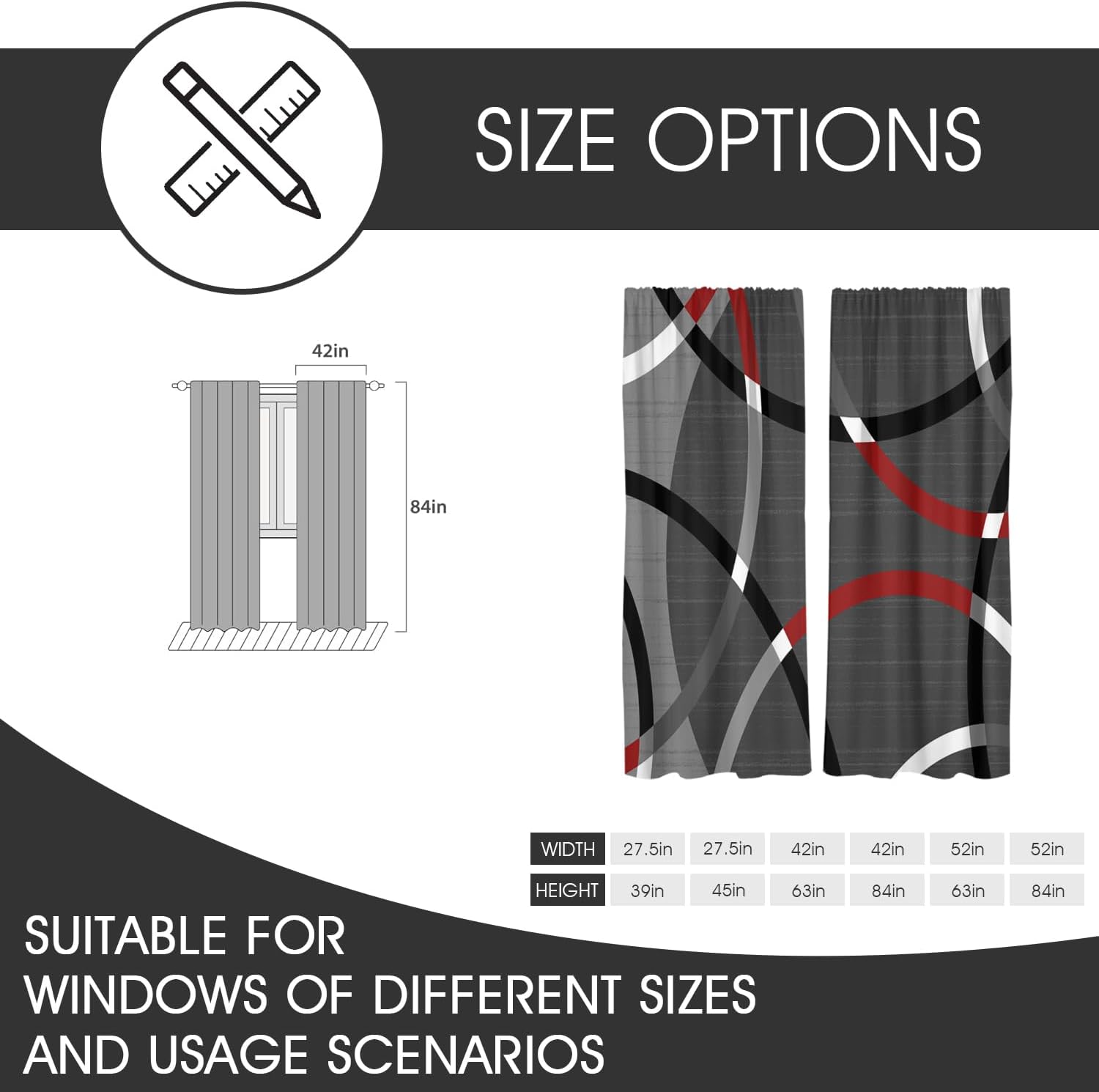 Zokyer Modern Geometric Curtain 2 Panels Rod Pocket