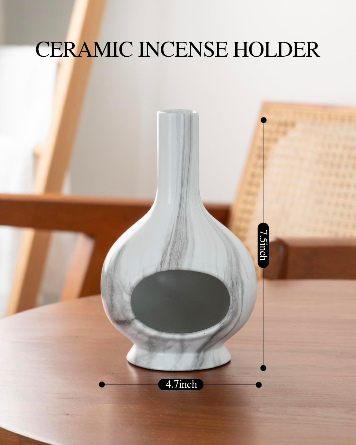 Handmade Ceramic Incense Holder with Marble Design