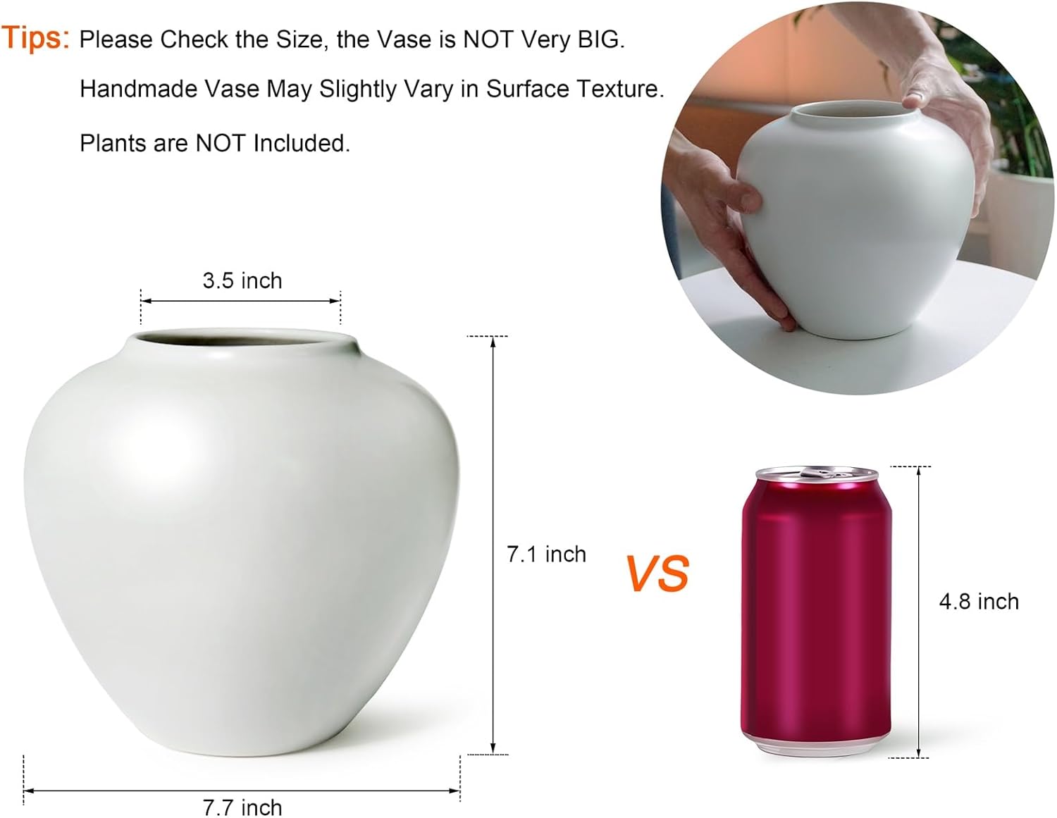 GeLive Handmade Ceramic Vase with Glossy Finish