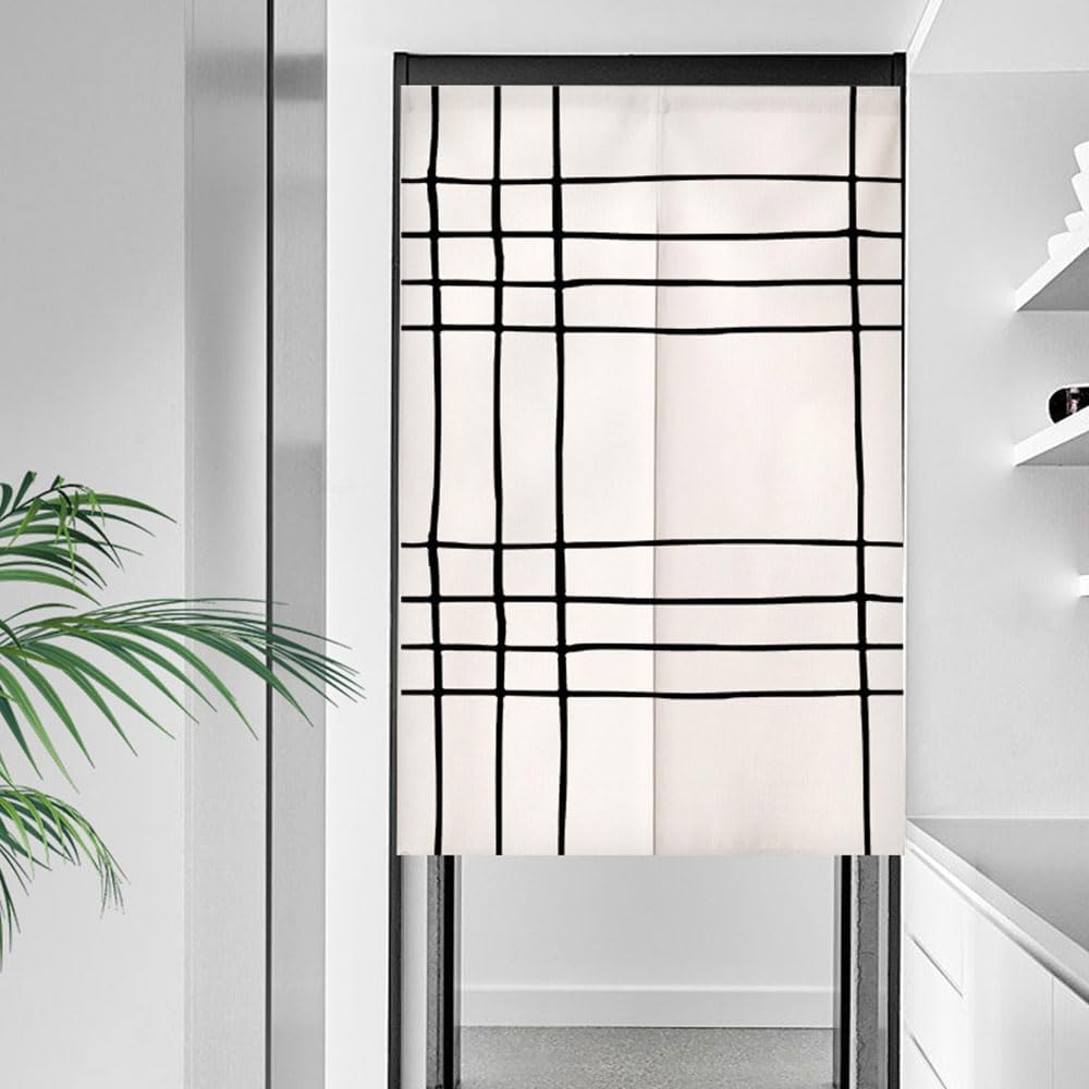 Chickwin Japanese Door Curtain Geometry Noren Panel Blue 335x71 Inch