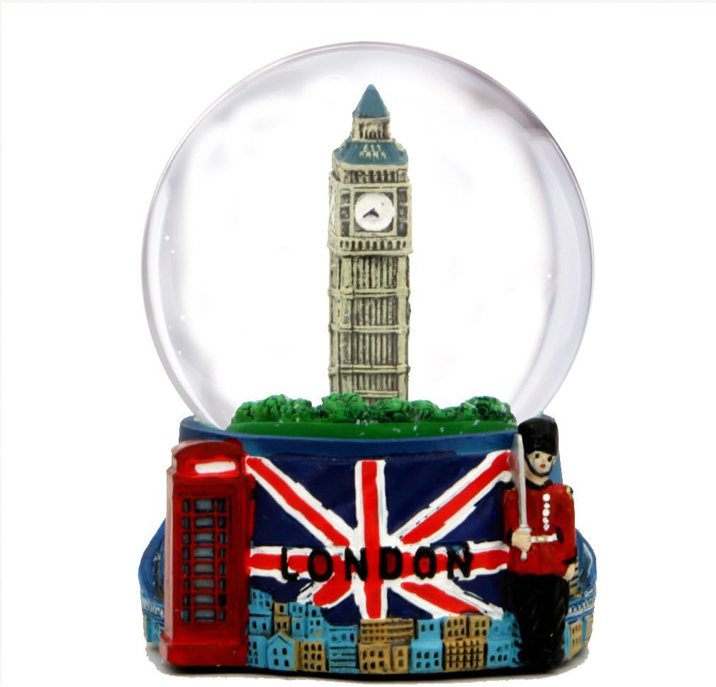 London Snow Globe with Big Ben and Union Jack Flag