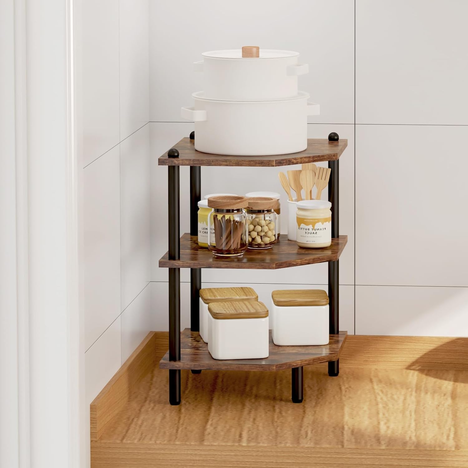 MOFAIN 3 Tier Corner Shelf Organizer for Small Spaces