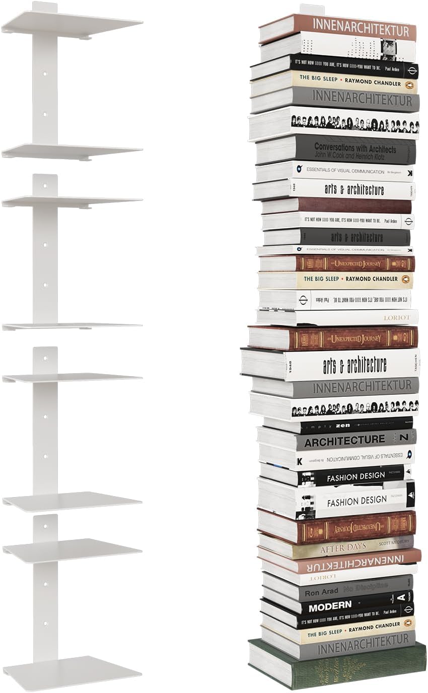 Wawocs 4 Pack Floating Book Shelves Wall Mounted