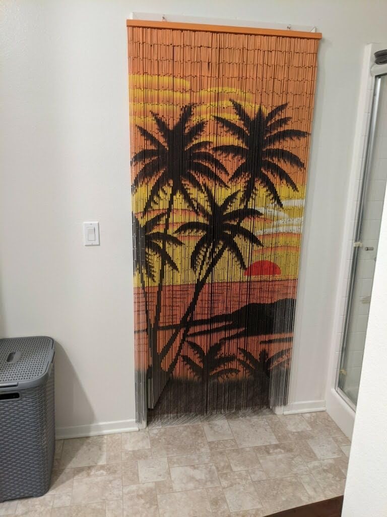 Beaded Curtain 125 String Tropical Palm Trees 36x79