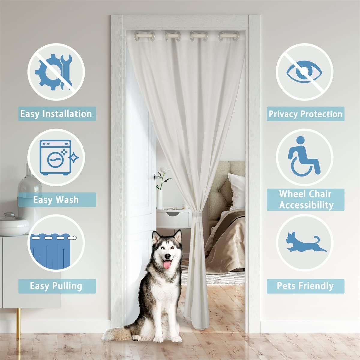 Jejeloiu Sun Moon Privacy Heat Blocking Thermal Insulated Door Curtain