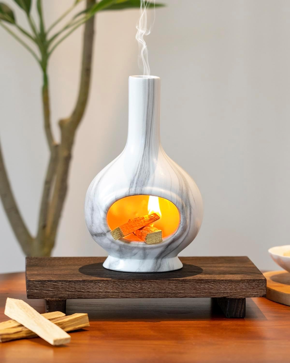 Handmade Ceramic Incense Holder with Marble Design