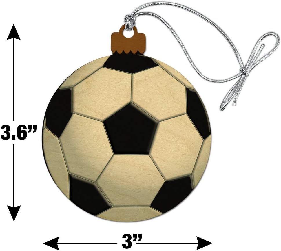 GRAPHICS AND MORE Soccer Ball Football Wood Christmas Ornament